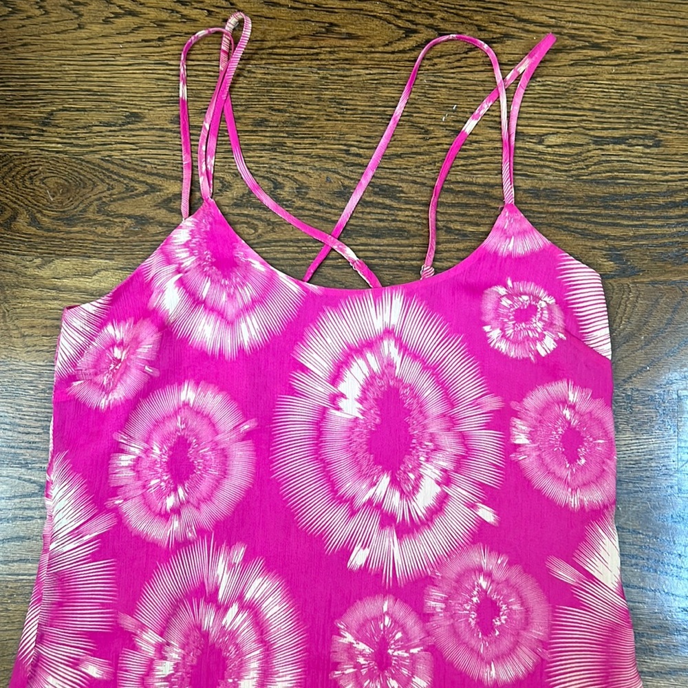 Pink Tie-Dye Spaghetti Strap Dress
